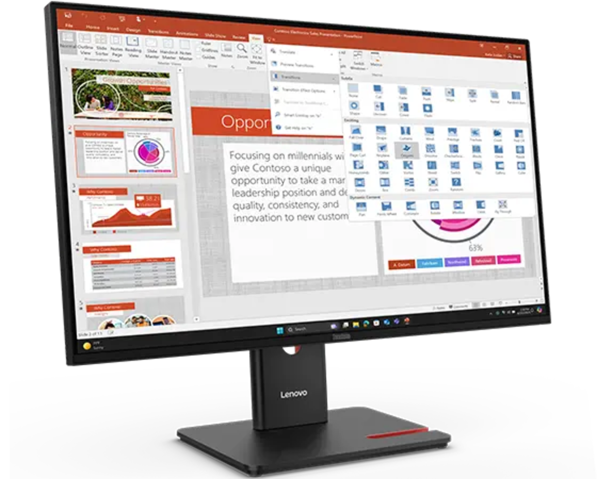 Lenovo ThinkVision T27-40 Monitor – 27 FHD IPS, 120Hz, HDMI + DP + VGA + USB-C